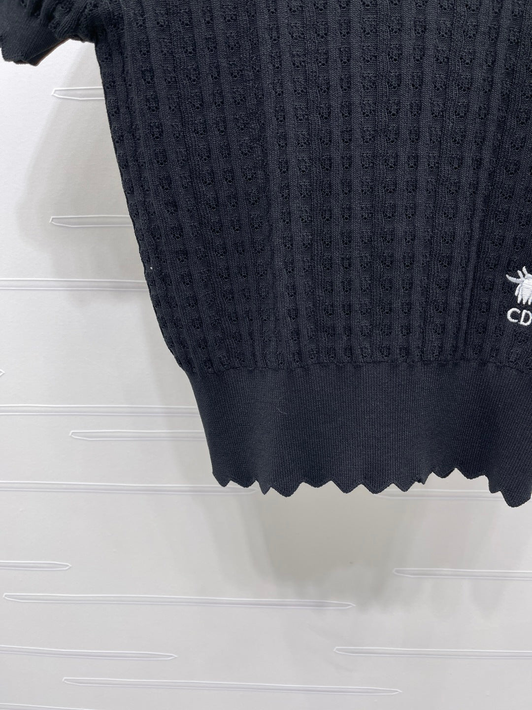 CD Knit Short-Sleeved Top Black Wool Acrylic Nylon Polyester 397467