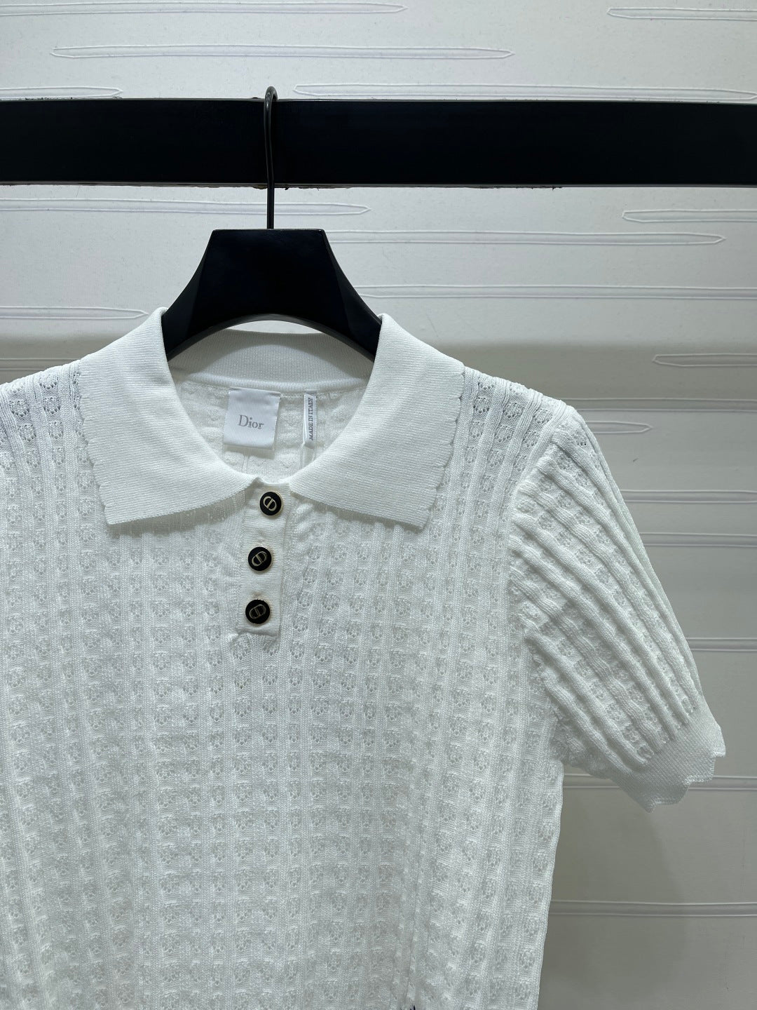 CD Knit Short-Sleeved Top White Wool Acrylic Nylon Polyester 397466