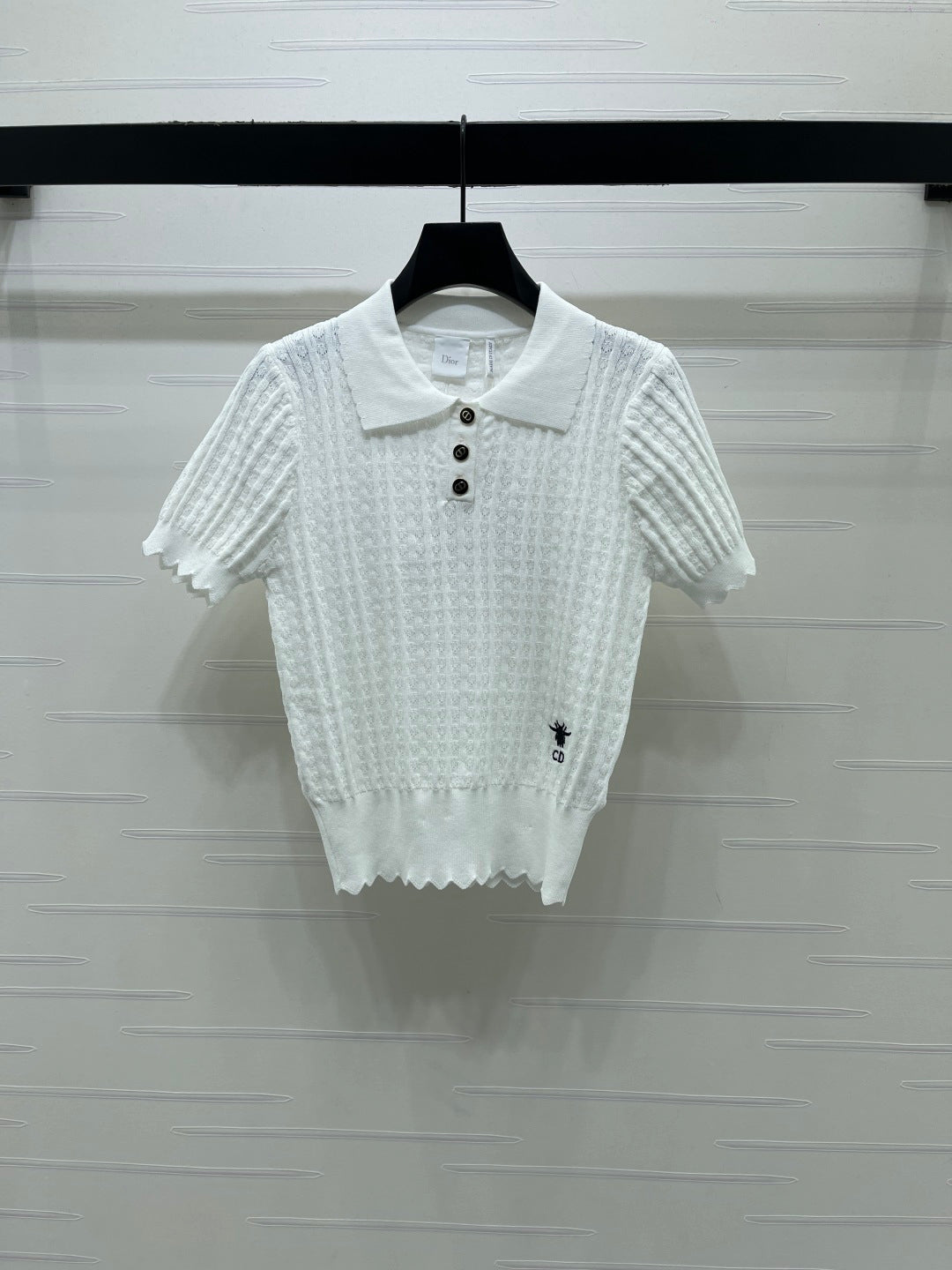CD Knit Short-Sleeved Top White Wool Acrylic Nylon Polyester 397466