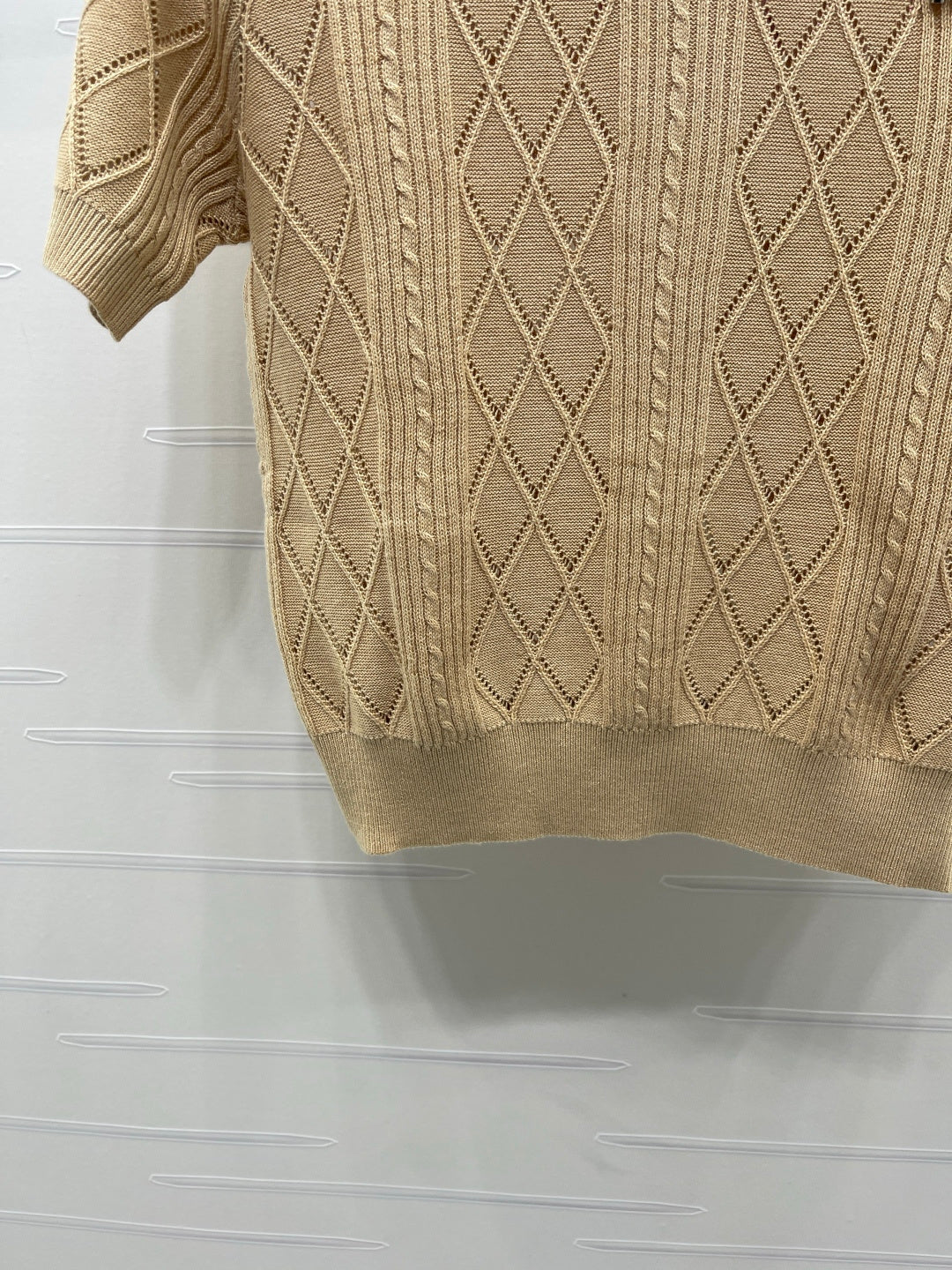 Miu 26s Short-Sleeved Shirt Khaki Cotton 397461