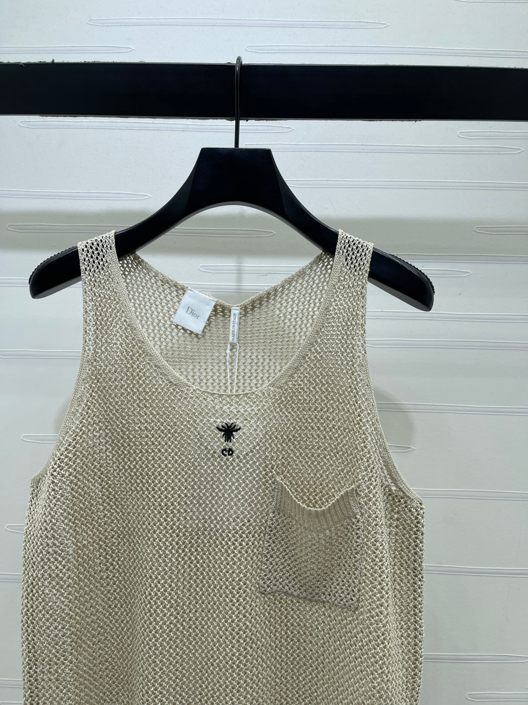 CD Hollow-Out Knit Vest Light Taupe Acrylic Cotton 397471