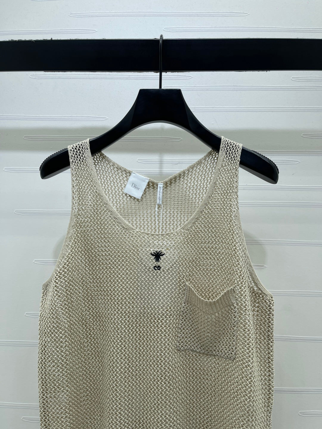 CD Hollow-Out Knit Vest Light Taupe Acrylic Cotton 397471
