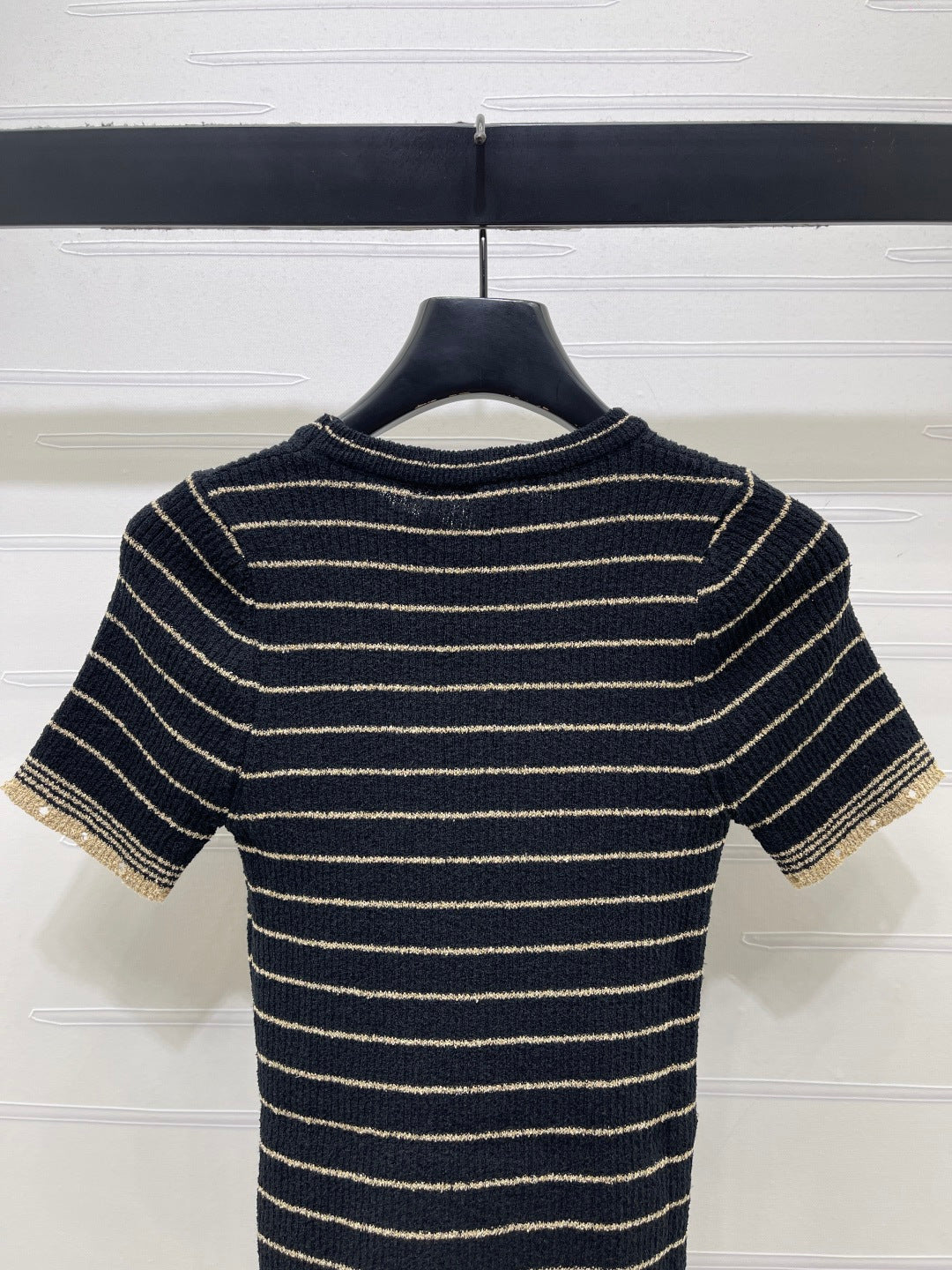 CD 26s Short-Sleeved Top Black Beige Wool Acrylic Nylon Polyester 401611