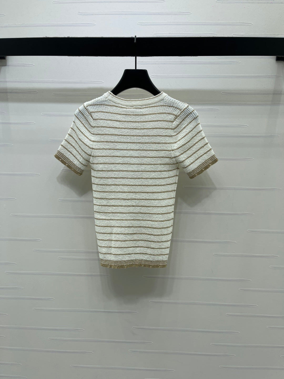 CD 26s Short-Sleeved Top White Beige Wool Acrylic Nylon Polyester 401610