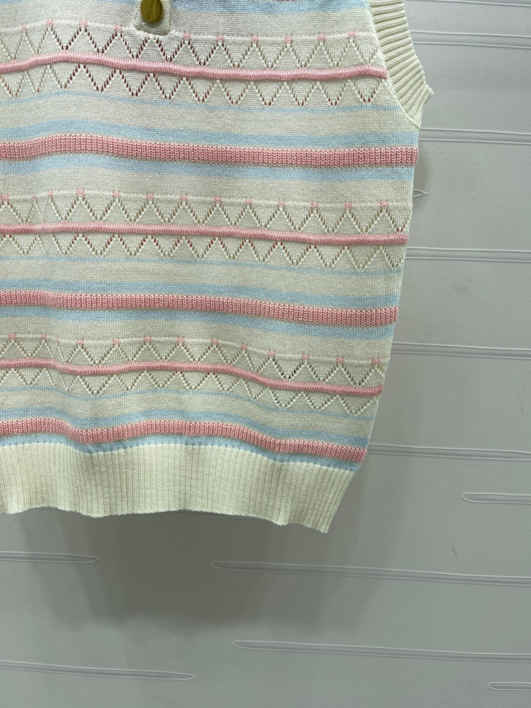 Miu 26s Collared Knit Vest Cream Wool Acrylic Nylon 401599