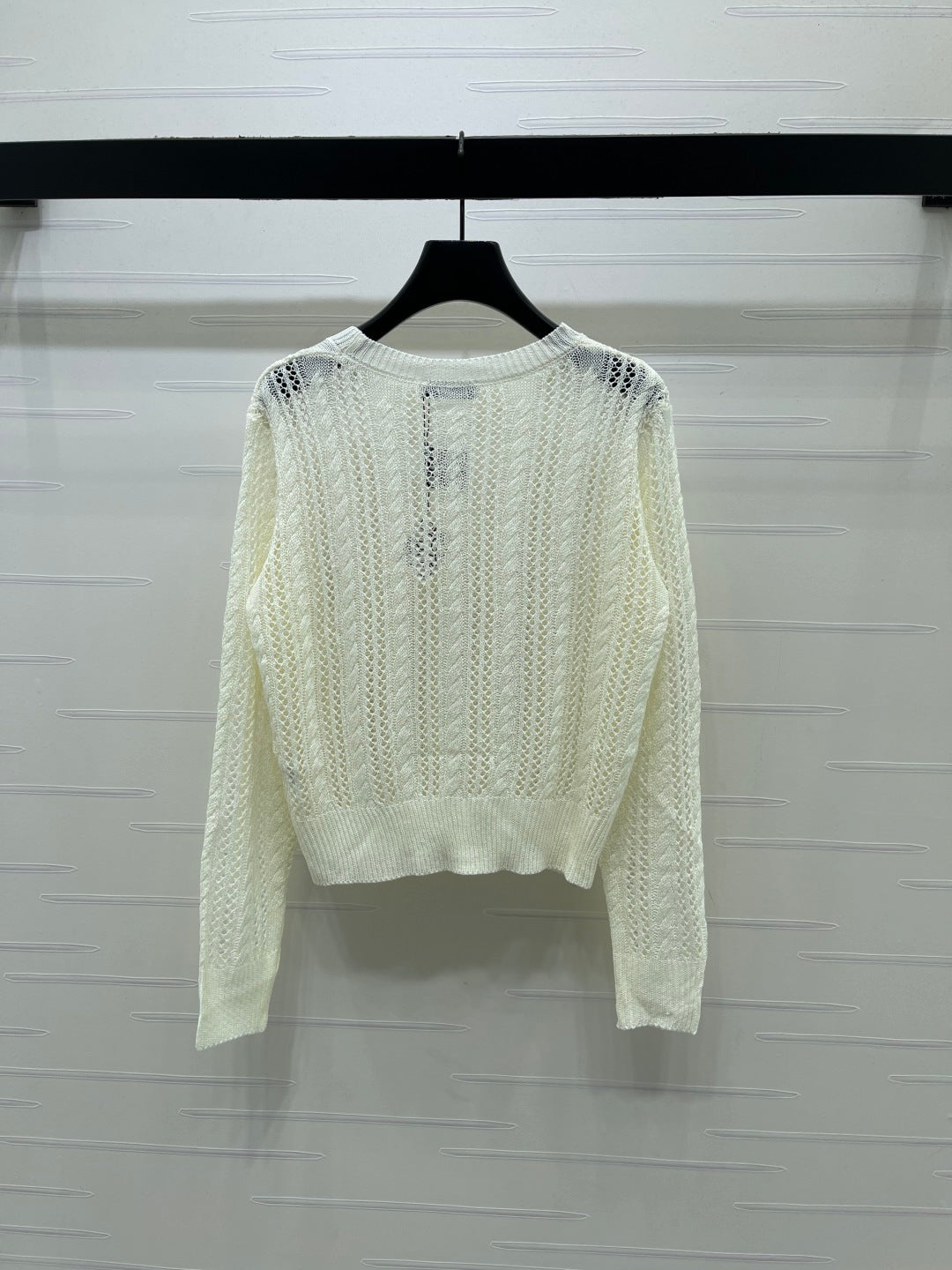 Loewe 26s Cable Knit Long-Sleeve Sweater Cream 406570