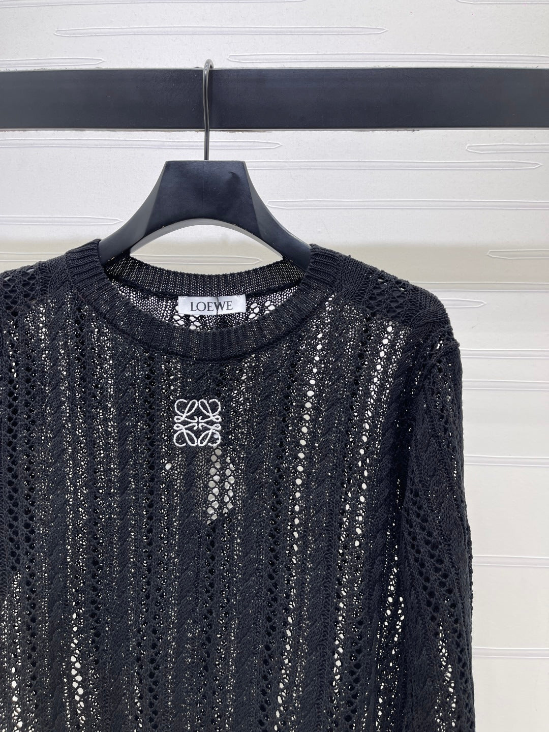 Loewe 26s Cable Knit Long-Sleeve Sweater Black 406571