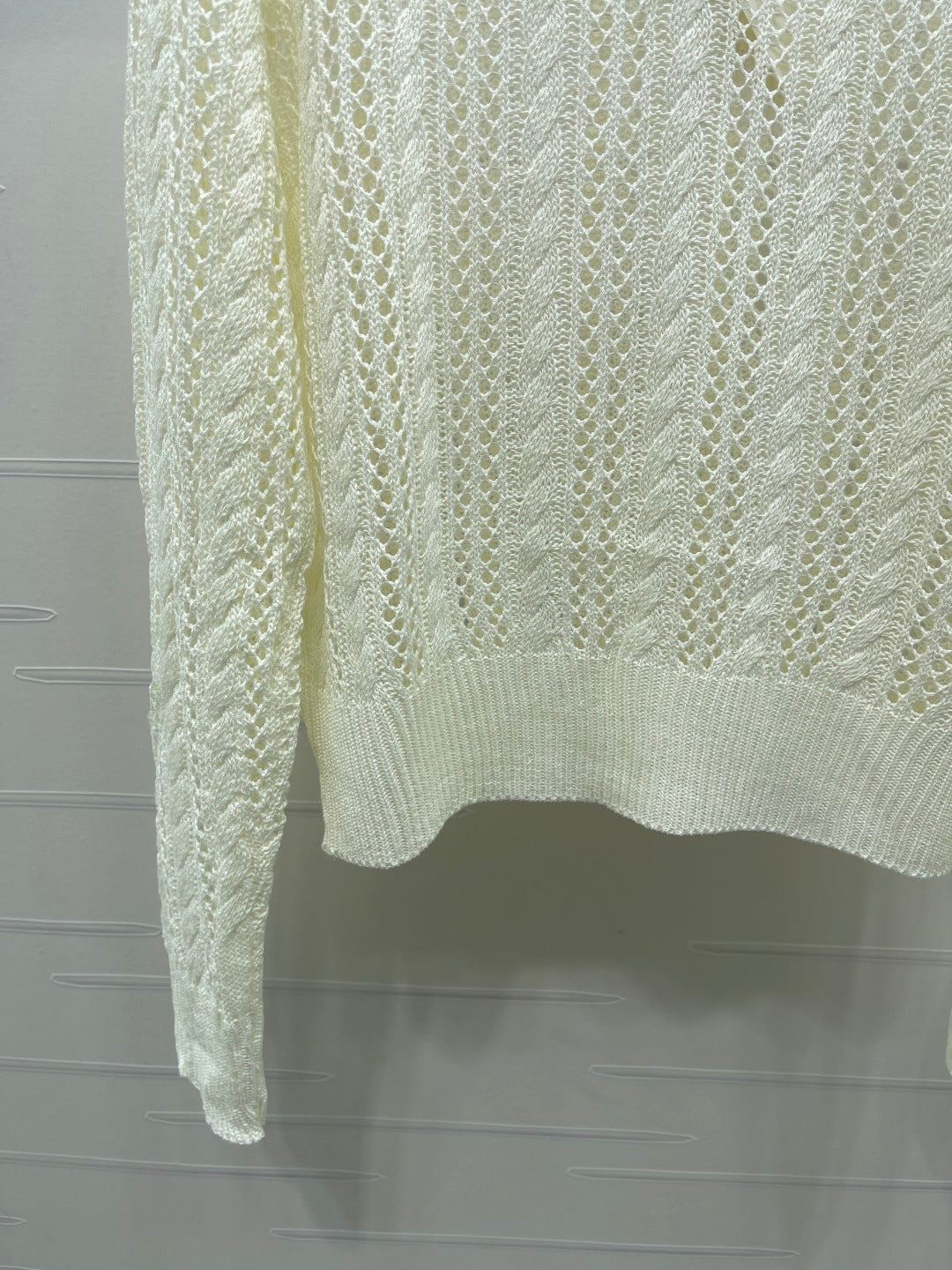 Loewe 26s Cable Knit Long-Sleeve Sweater Cream 406570