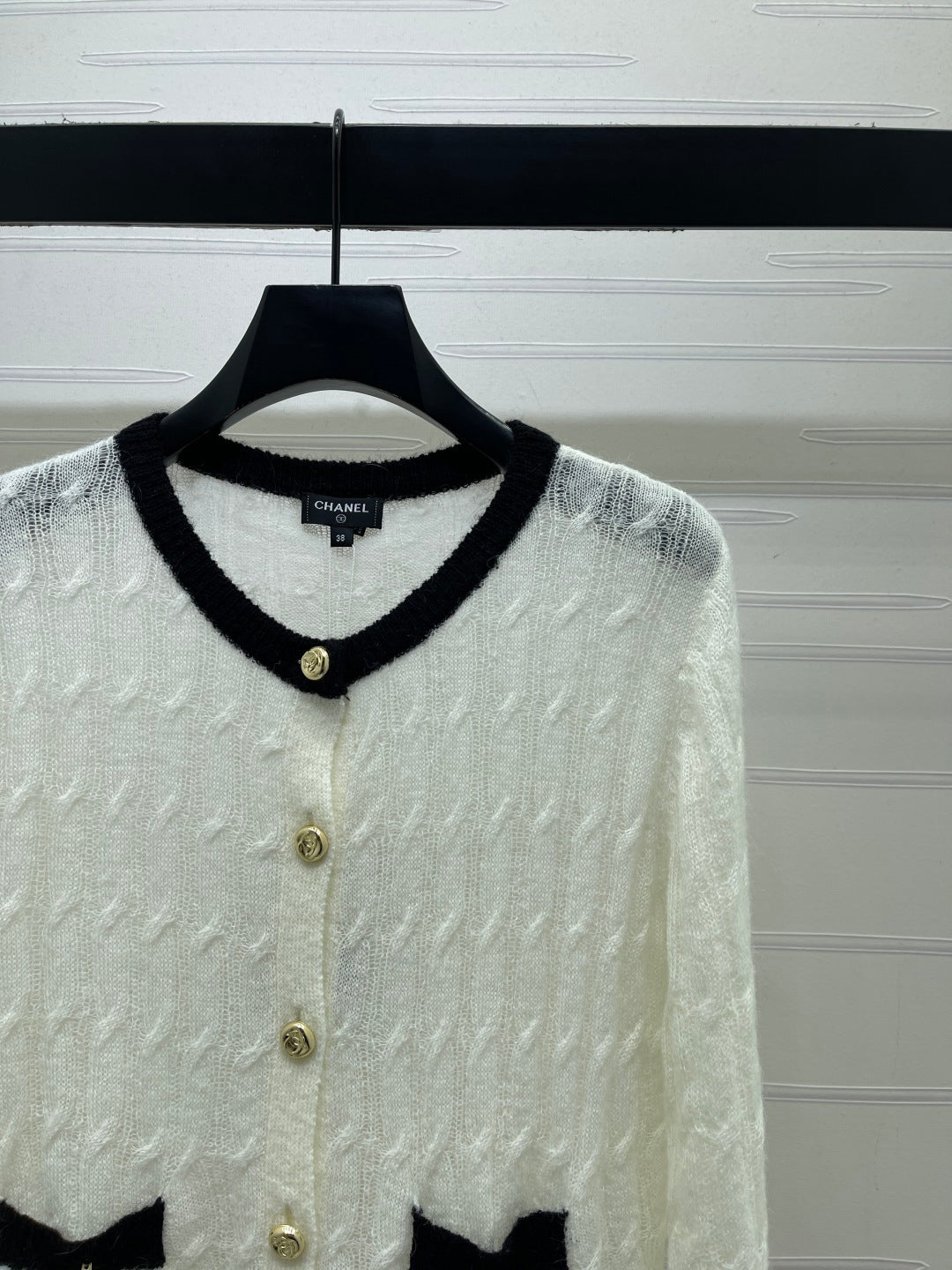 CC 26s Neck Knit Long Sleeve Cardigan Cream Wool Nylon 413356