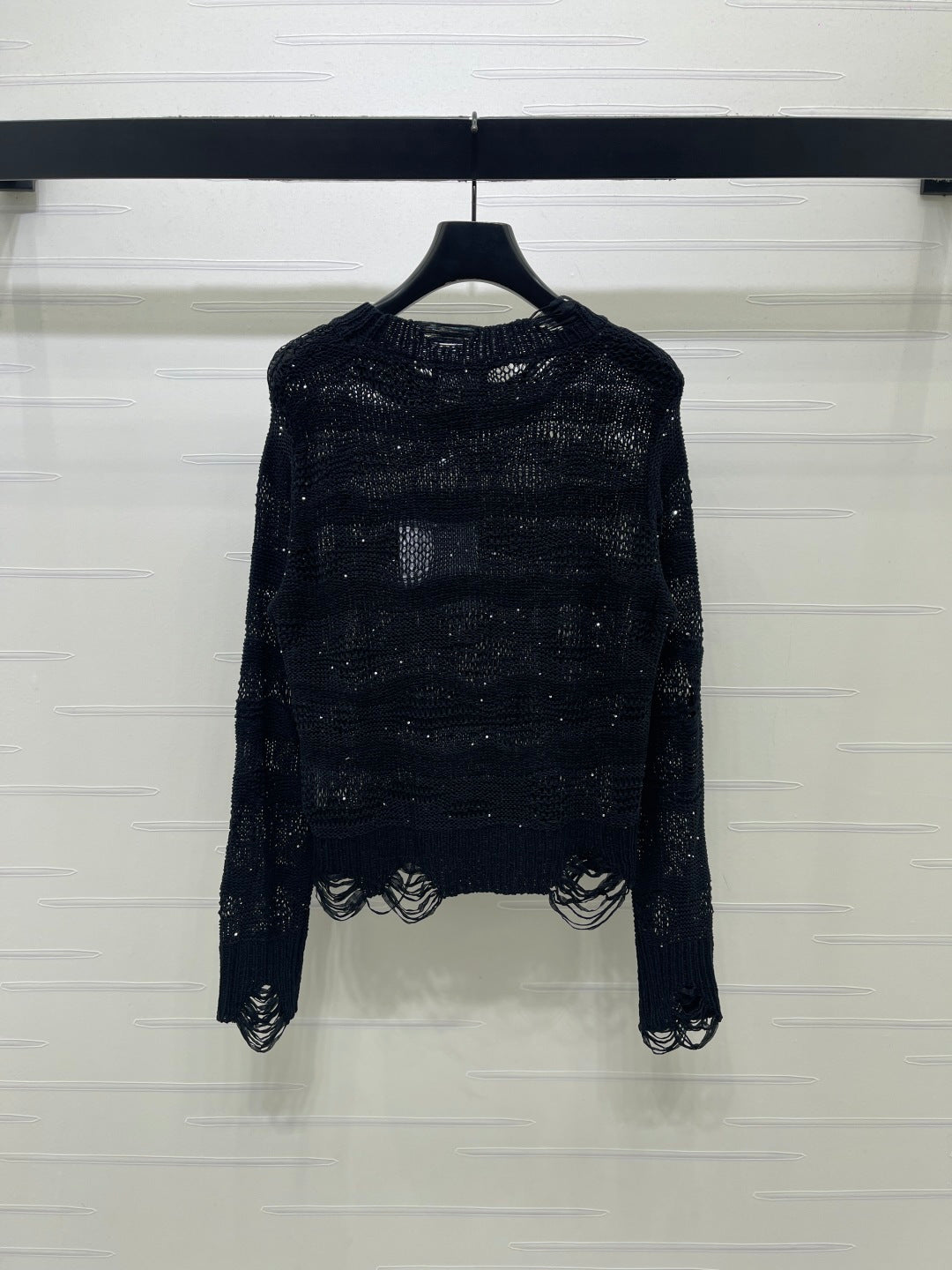 CC 26s Neck Knit Long-Sleeved Top Black Wool 414887