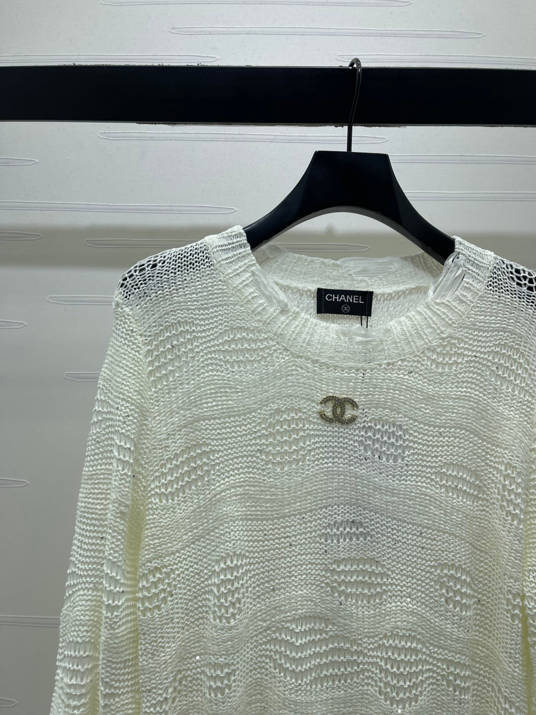 CC 26s Neck Knit Long-Sleeved Top White Wool 414885