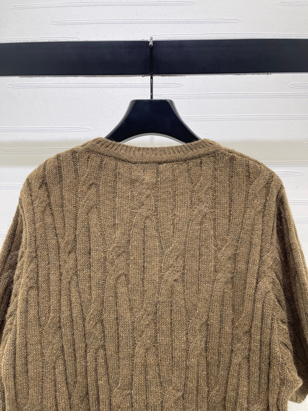 CC 26s Cable Knit Short-Sleeve T-Shirt Brown Wool 422034