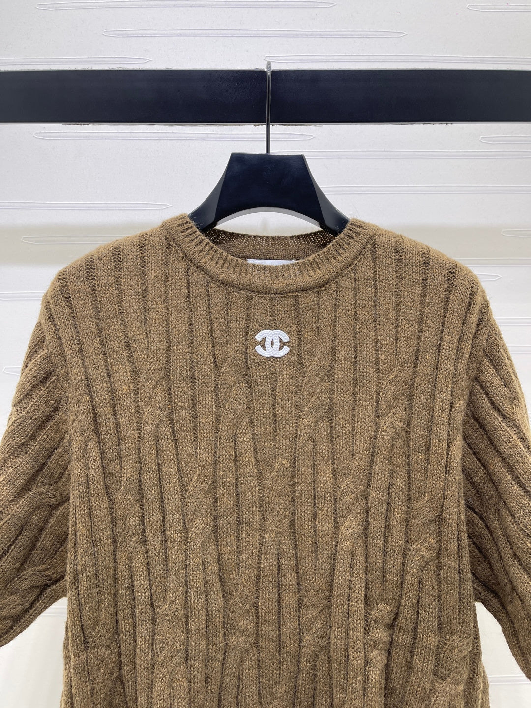 CC 26s Cable Knit Short-Sleeve T-Shirt Brown Wool 422034