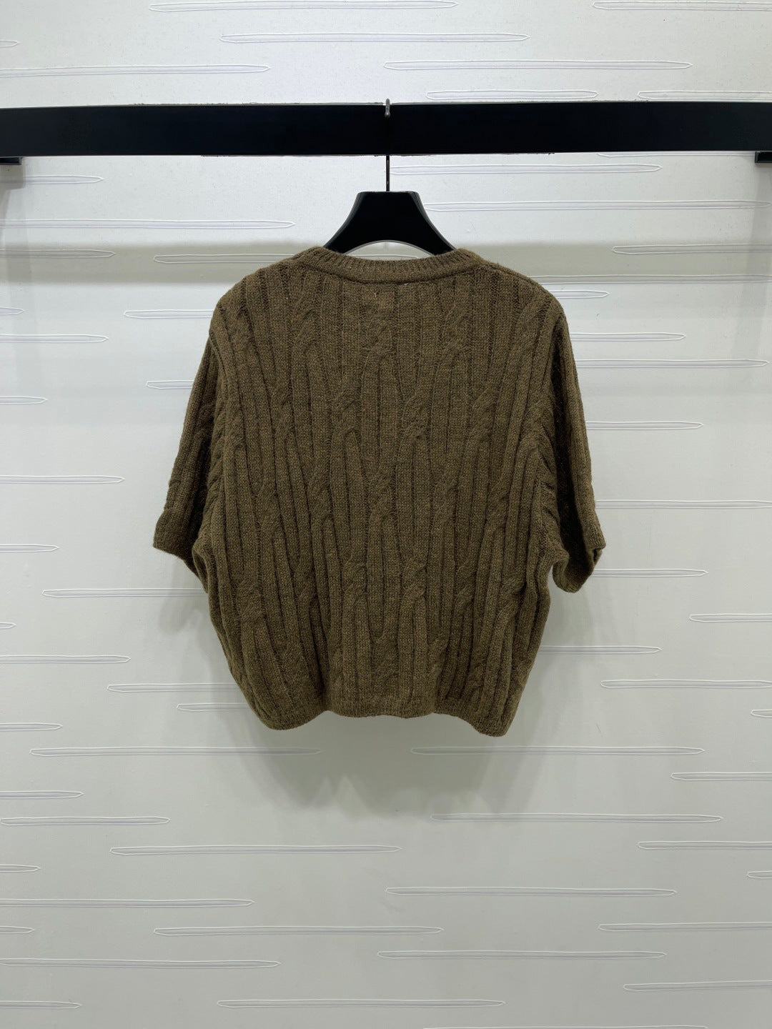 CC 26s Cable Knit Short-Sleeve T-Shirt Brown Wool 422034
