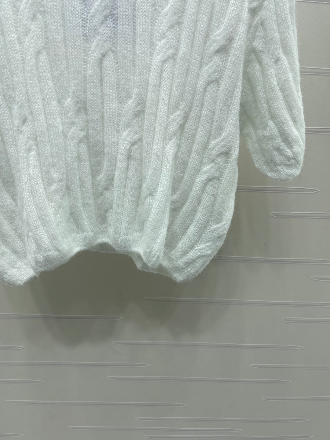 CC 26s Cable Knit Short-Sleeve T-Shirt White Wool 422033
