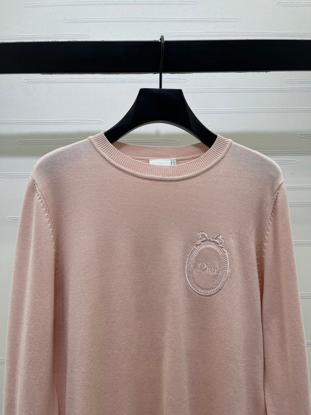 CD 26s Embroidered Logo Knit Long-Sleeve Sweater Light Pink Wool 422006