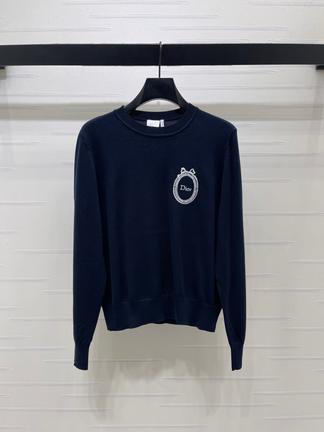 CD 26s Embroidered Logo Knit Long-Sleeve Sweater Navy Blue Wool 422005