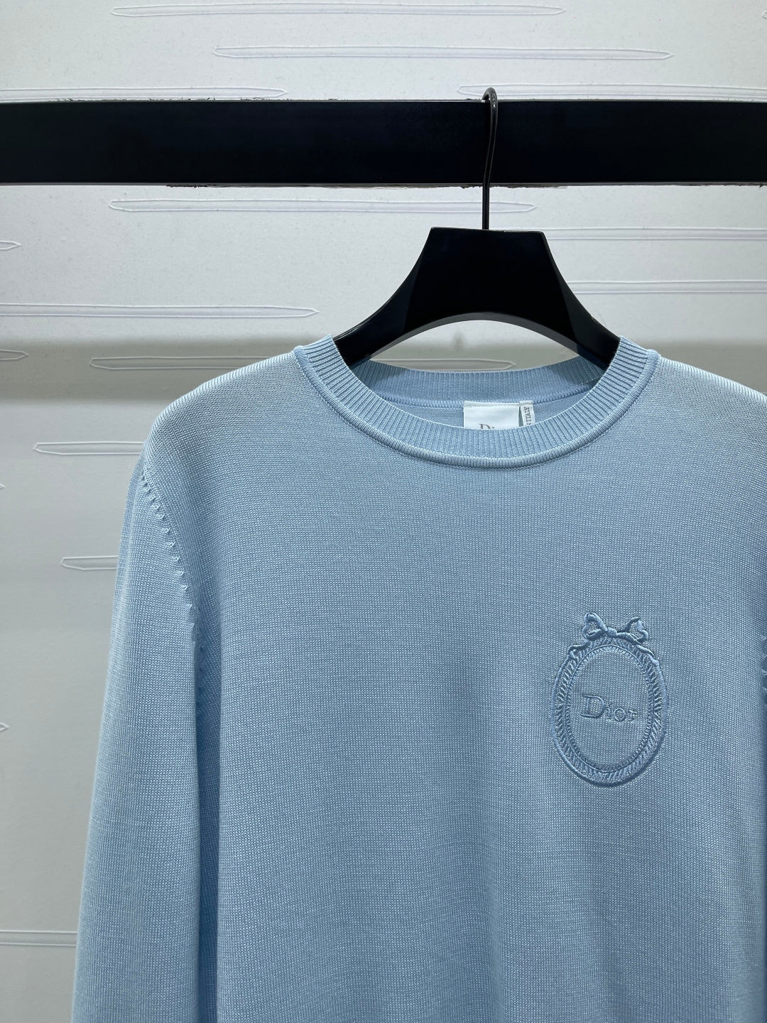 CD 26s Embroidered Logo Knit Long-Sleeve Sweater Light Blue Wool 422004