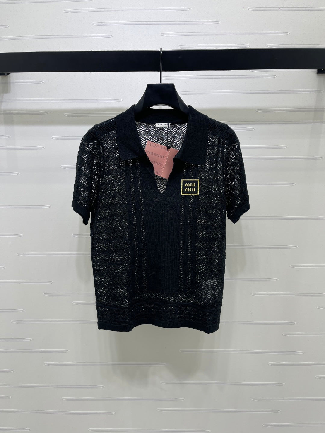 Miu 26s Knit Short-Sleeved Top Black Viscose 423895