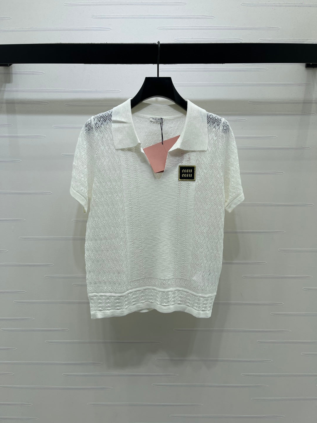 Miu 26s Knit Short-Sleeved Top White Viscose 423894