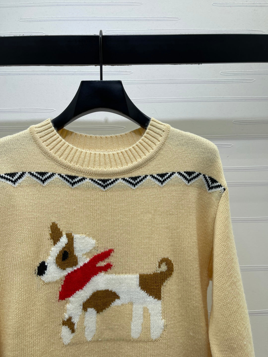 Max 26s Animal Print Knit Long Sleeve Beige Wool 423844