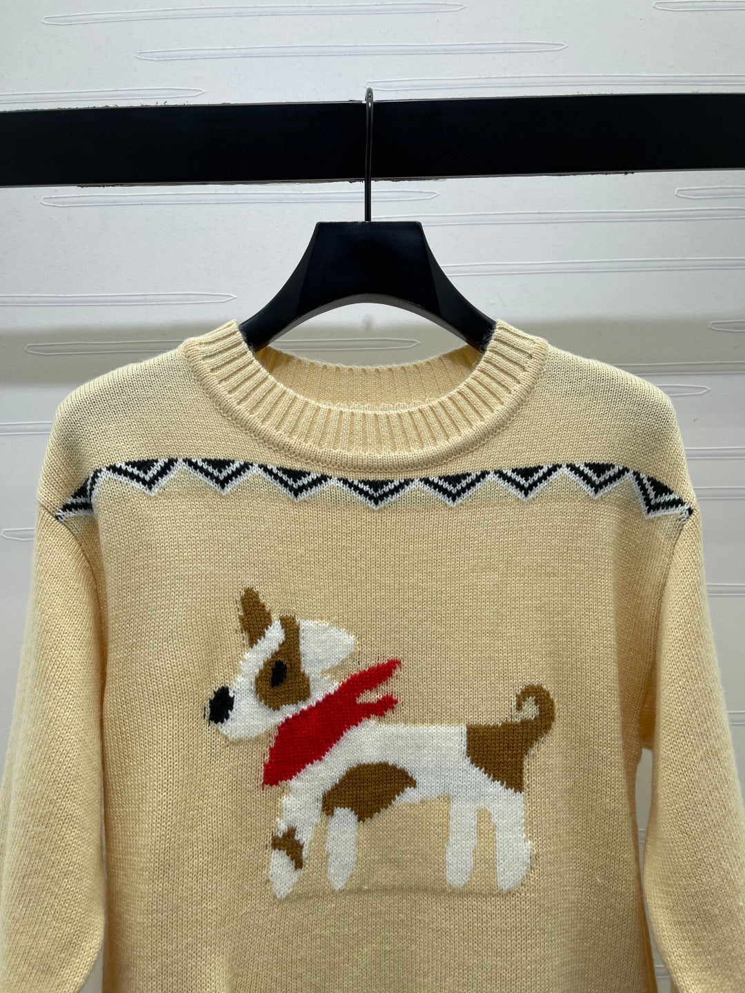 Max 26s Animal Print Knit Long Sleeve Beige Wool 423844