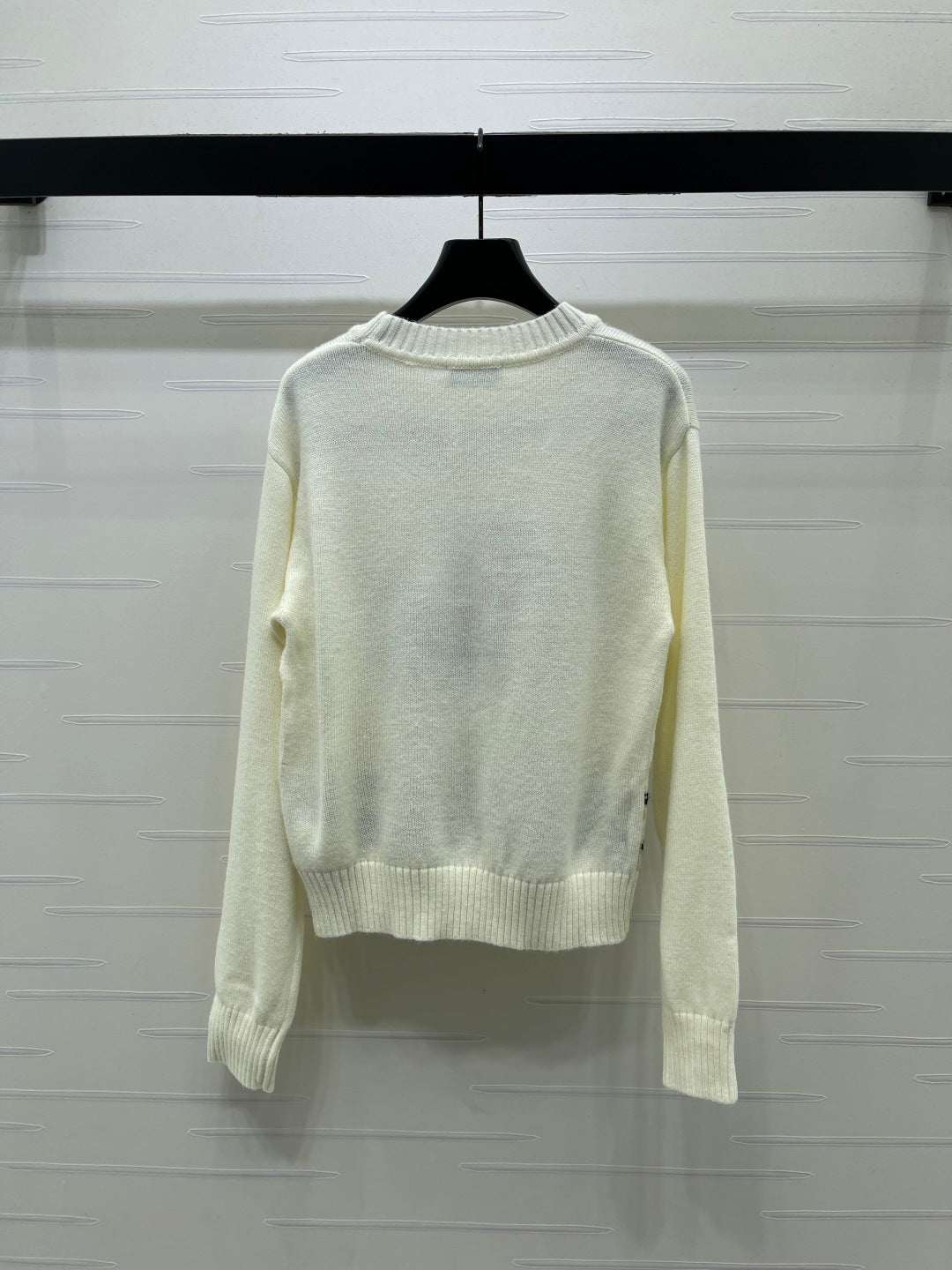 Max 26s Animal Print Knit Long Sleeve Cream Wool 423843