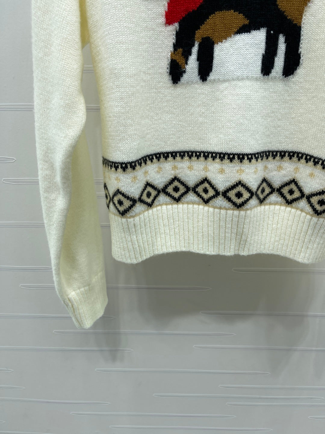 Max 26s Animal Print Knit Long Sleeve Cream Wool 423843