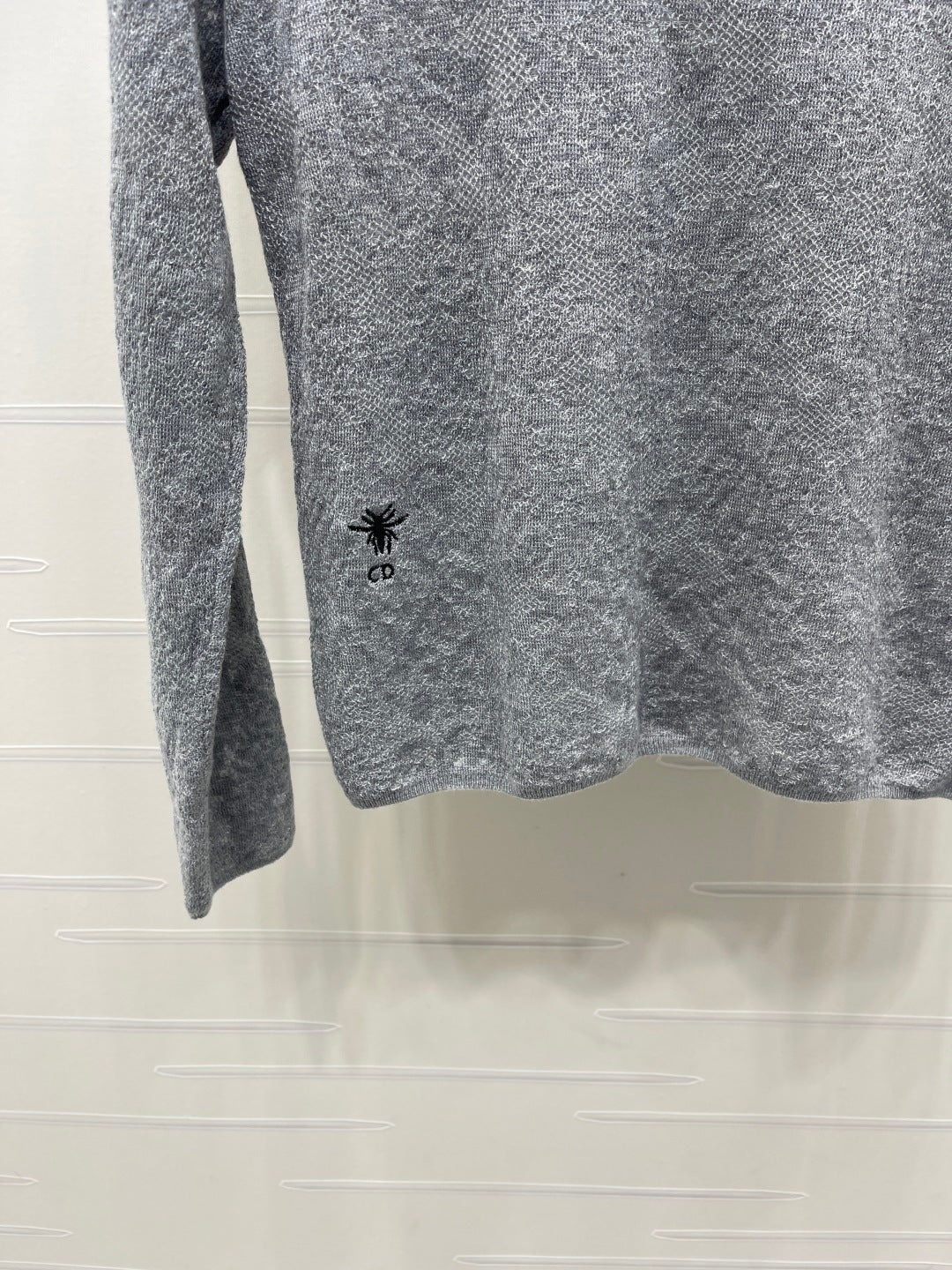 CD 26s Hollow-Out Patterned Knit Long-Sleeved Top Grey Wool 424831