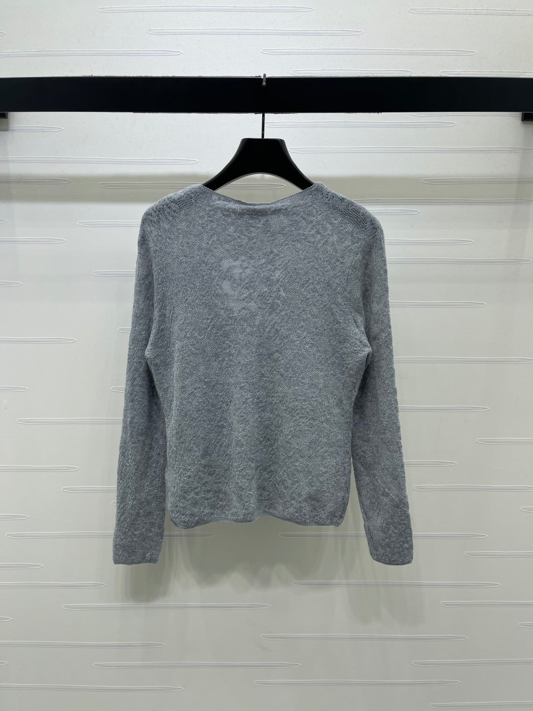 CD 26s Hollow-Out Patterned Knit Long-Sleeved Top Grey Wool 424831