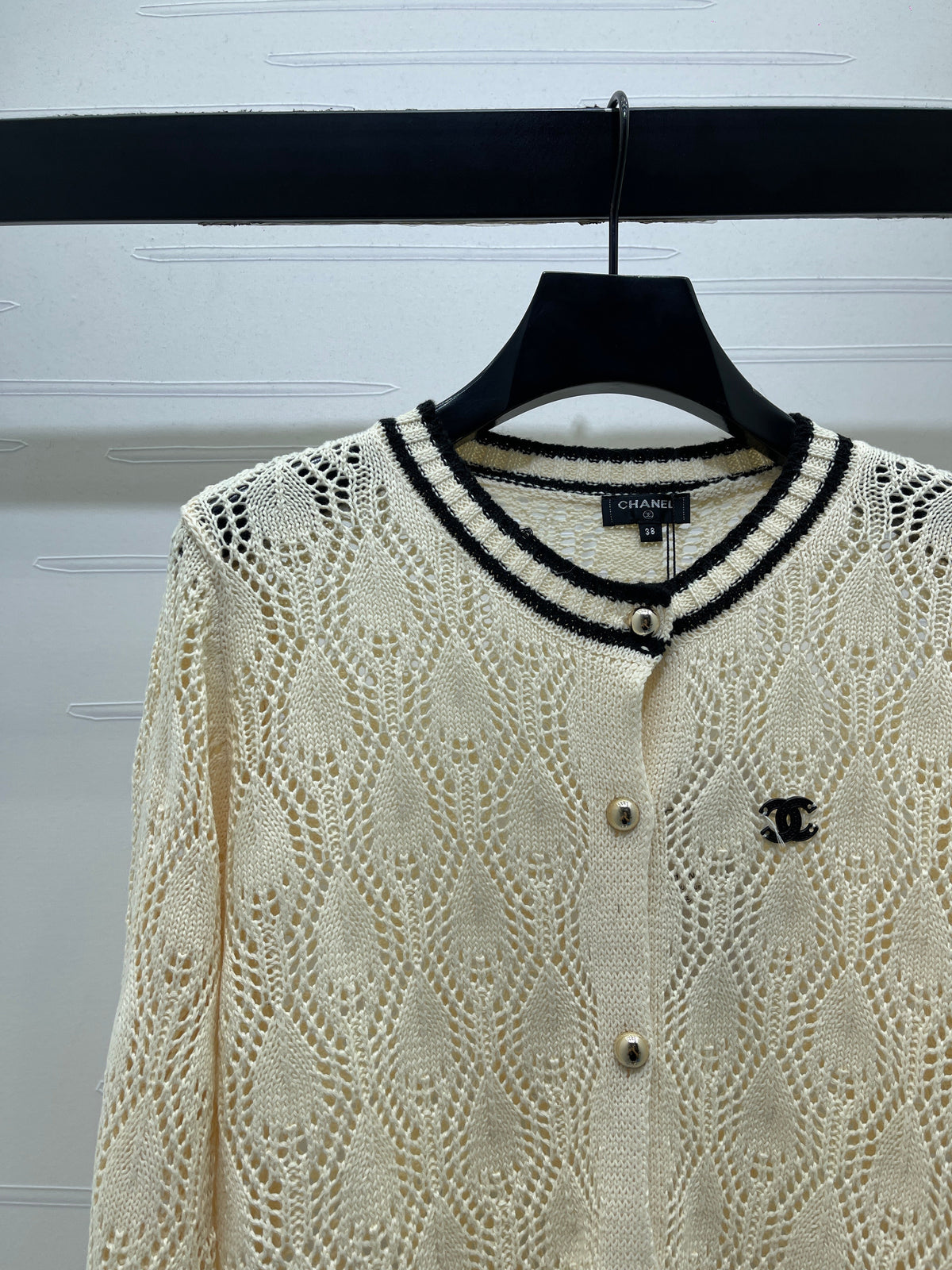 CC 26s Open-Knit Cardigan Shorts Set Cream Wool 427247
