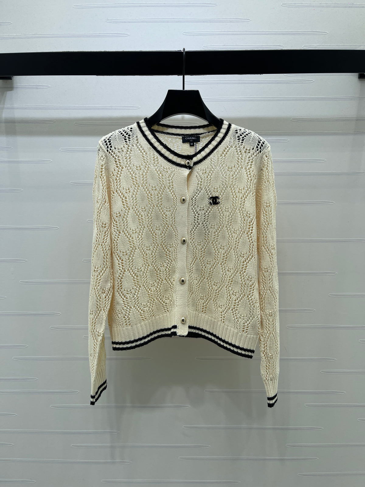 CC 26s Open-Knit Cardigan Shorts Set Cream Wool 427247
