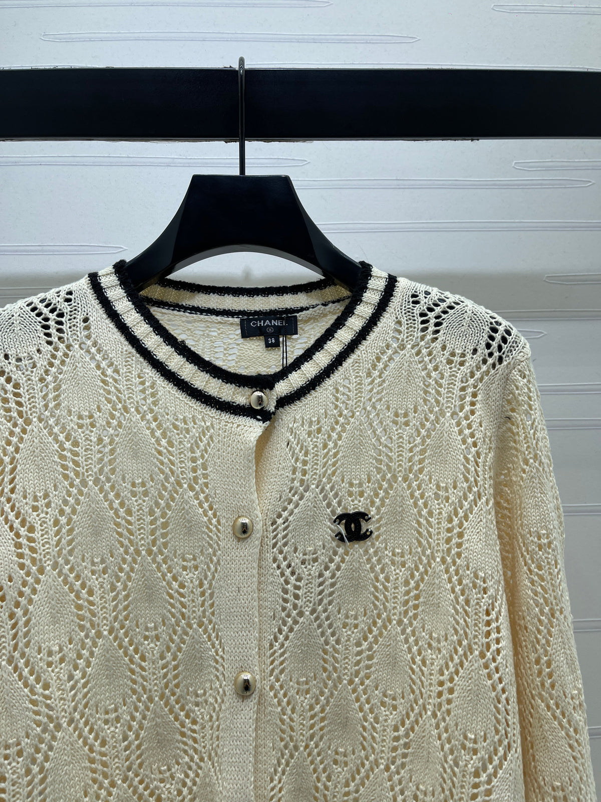 CC 26s Open-Knit Cardigan Shorts Set Cream Wool 427247