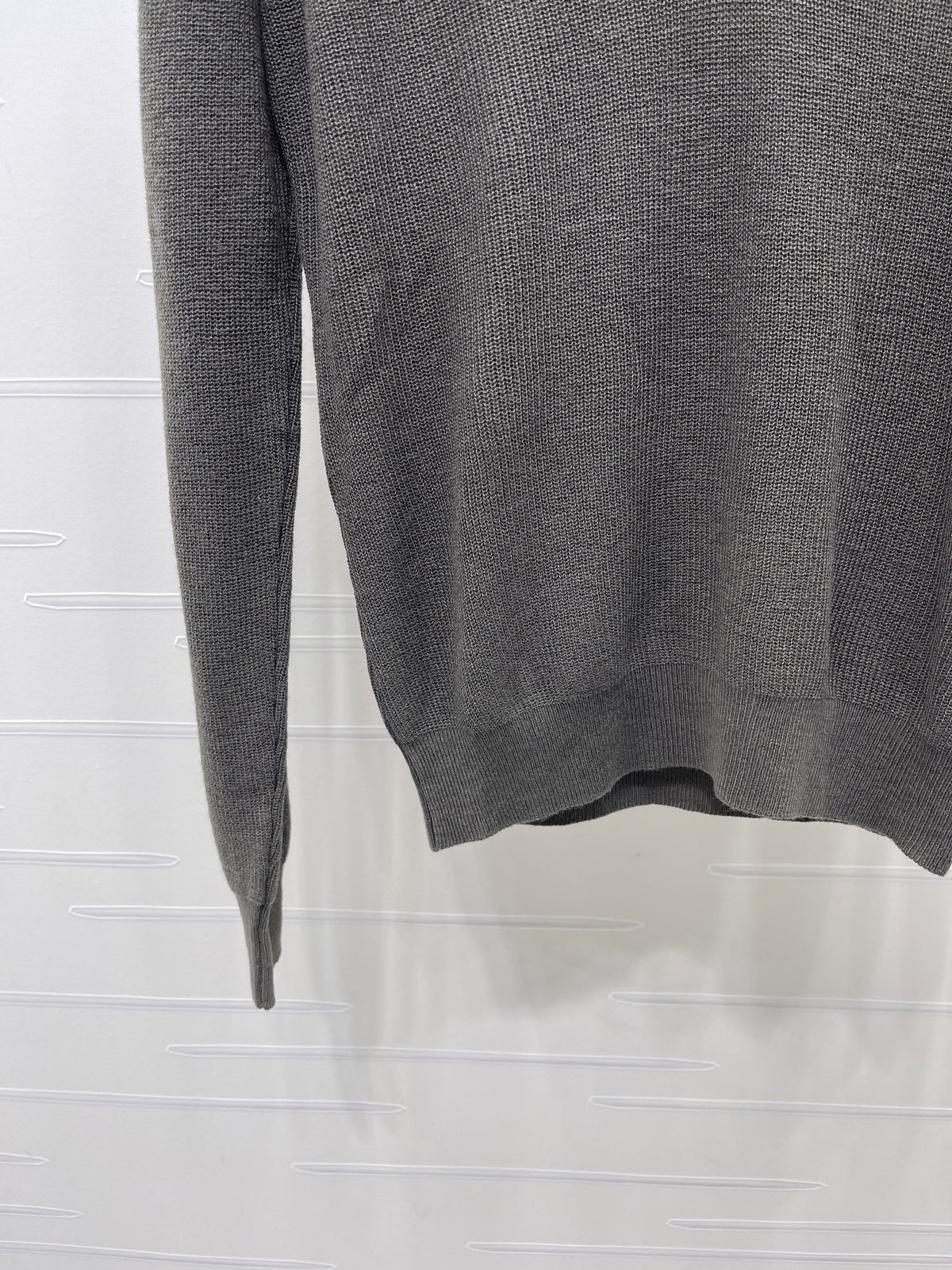 Miu 26s Long-Sleeve Knit Polo Dark Grey Wool Blend 427253