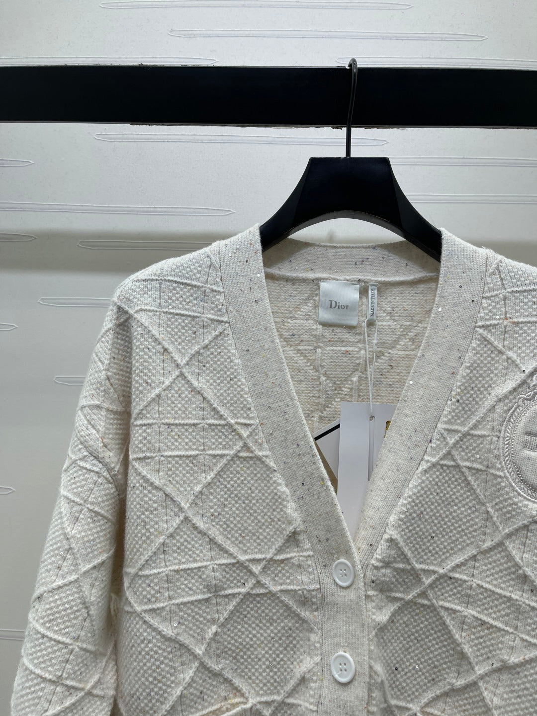 CD 26s Cannage Cardigan Wool Cashmere White Knit 439848