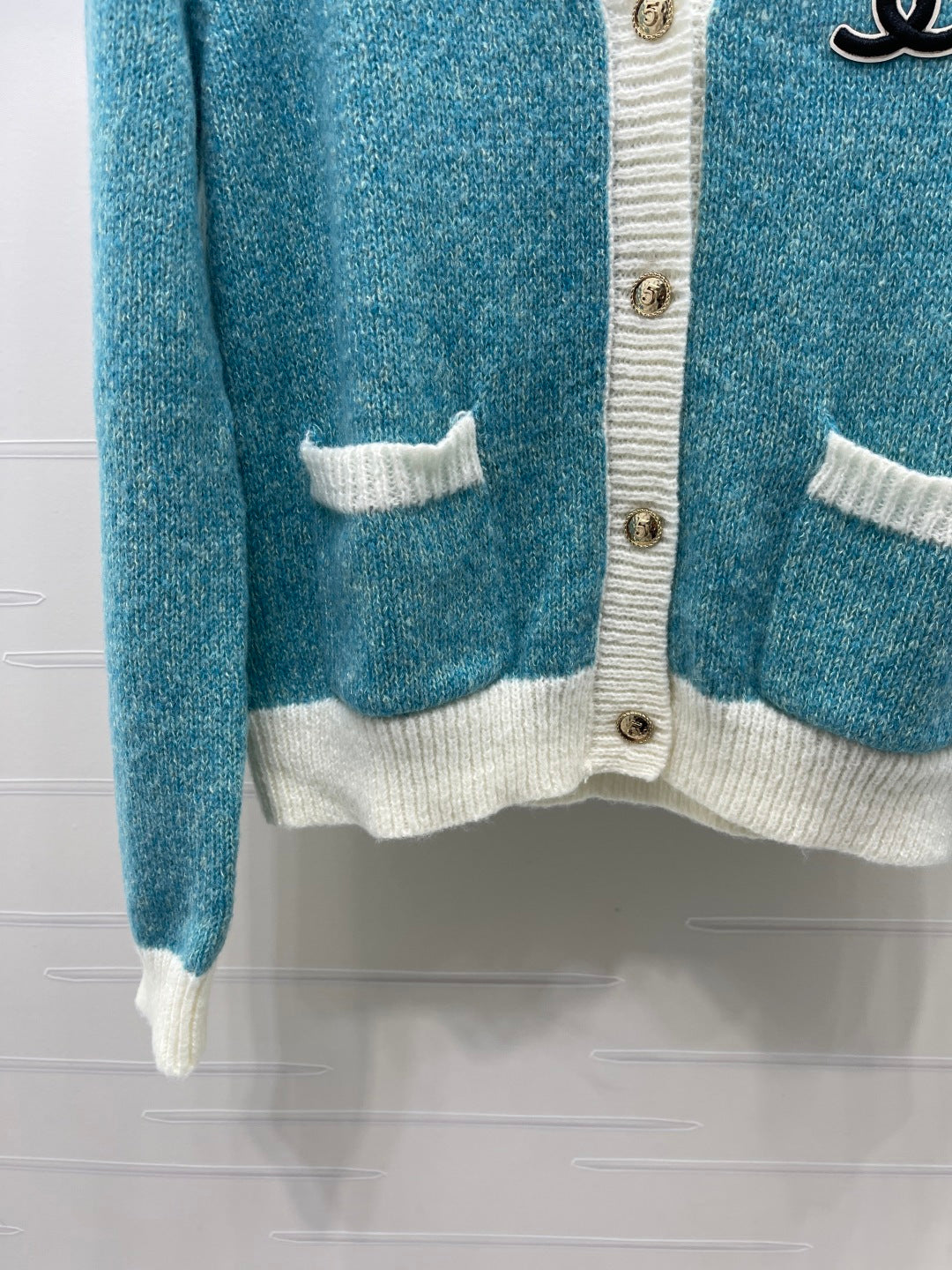 Chanel 26s Contrast Trim Wool Silk Cardigan 439837