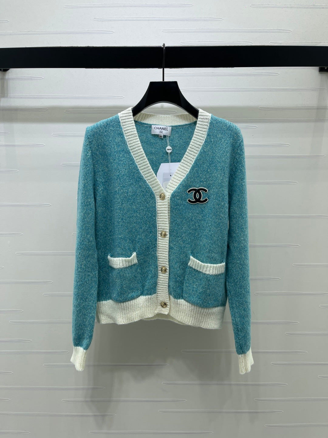 Chanel 26s Contrast Trim Wool Silk Cardigan 439837