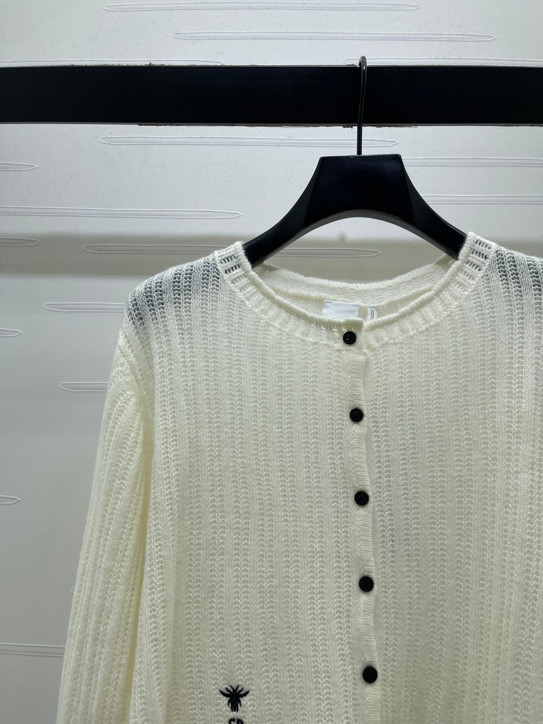 Dior 26s Bee Embroidered Open Knit Cardigan 439908