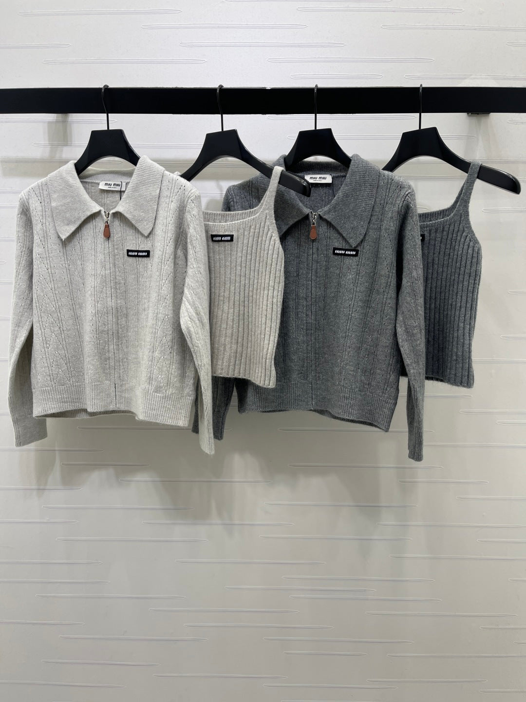 Miu Miu 26s Ribbed Wool Cashmere Cardigan Set 439917