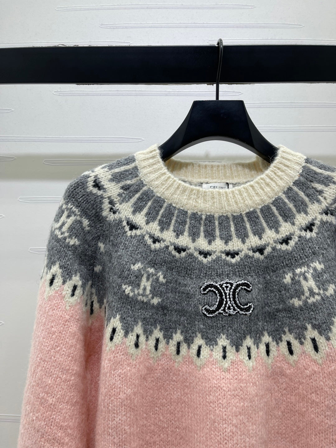 Celine Sweater Pink Fair Isle Knit 446572