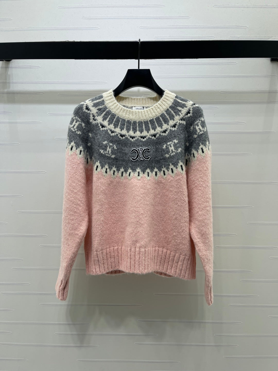 Celine Sweater Pink Fair Isle Knit 446572