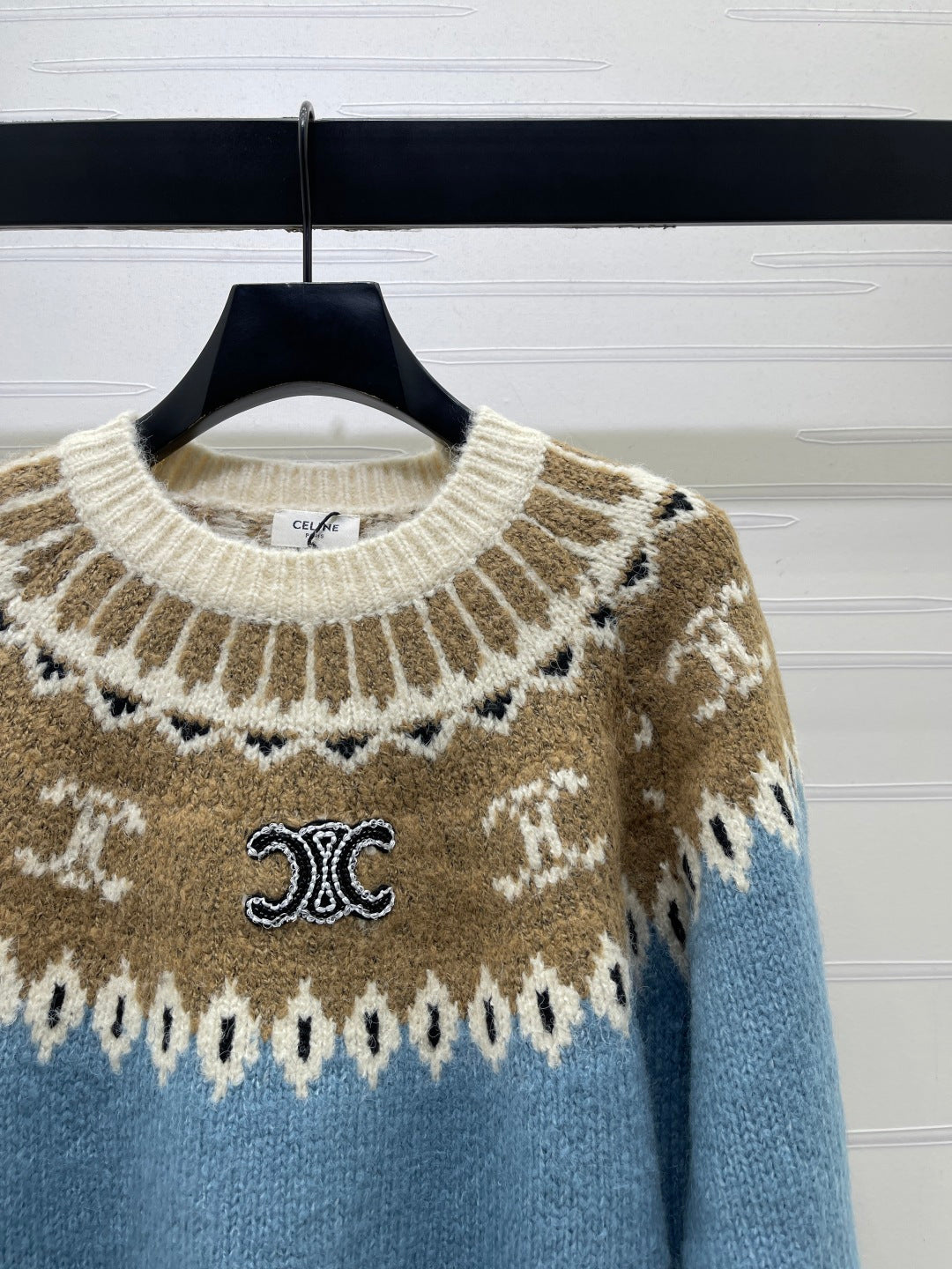 Celine Sweater Blue Fair Isle Knit 446571