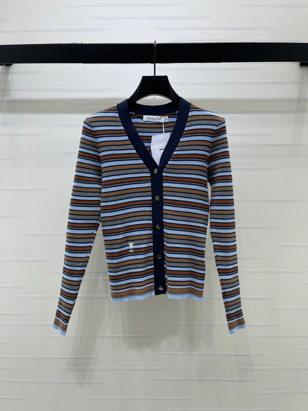 CD 26s Cardigan Navy Multi Striped Knit 446567