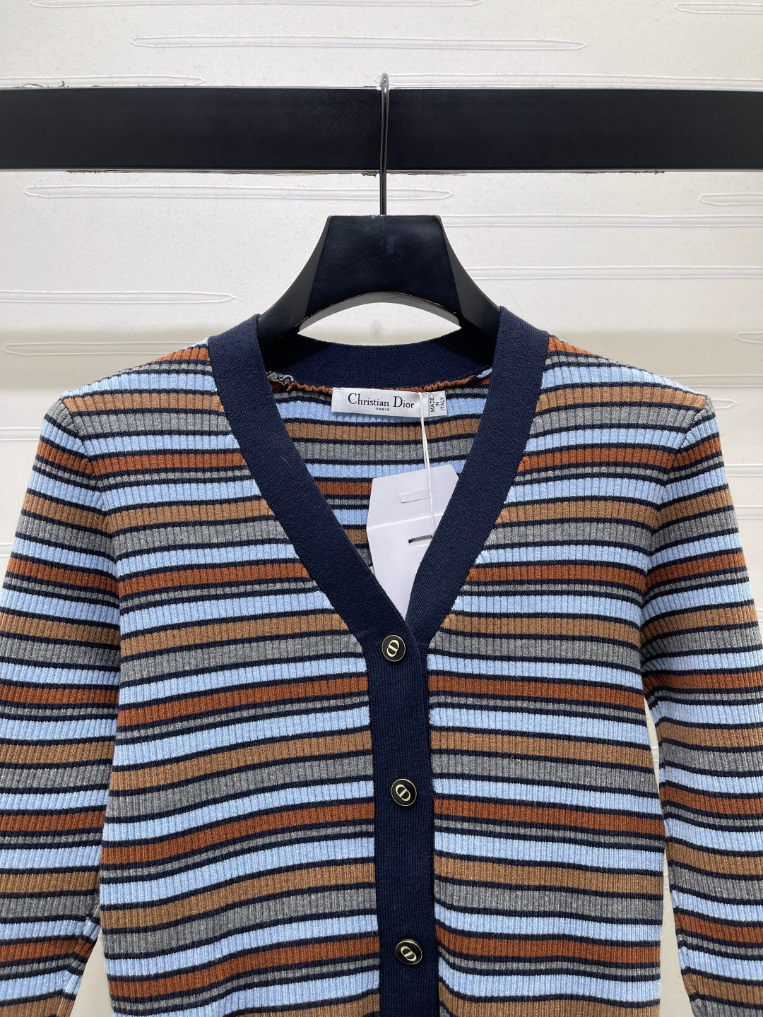CD 26s Cardigan Navy Multi Striped Knit 446567