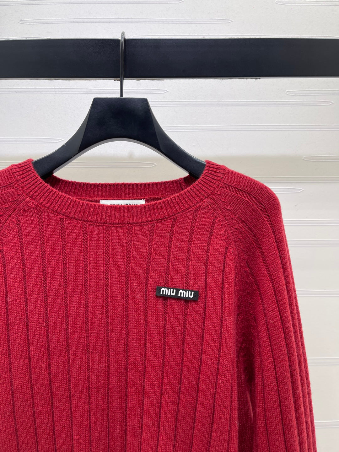 Miu Miu 26s Sweater Red Ribbed Knit 446553