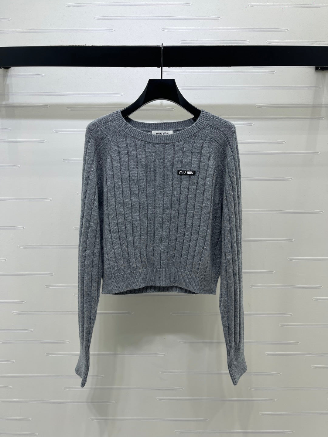 Miu Miu 26s Sweater Grey Ribbed Knit 446551