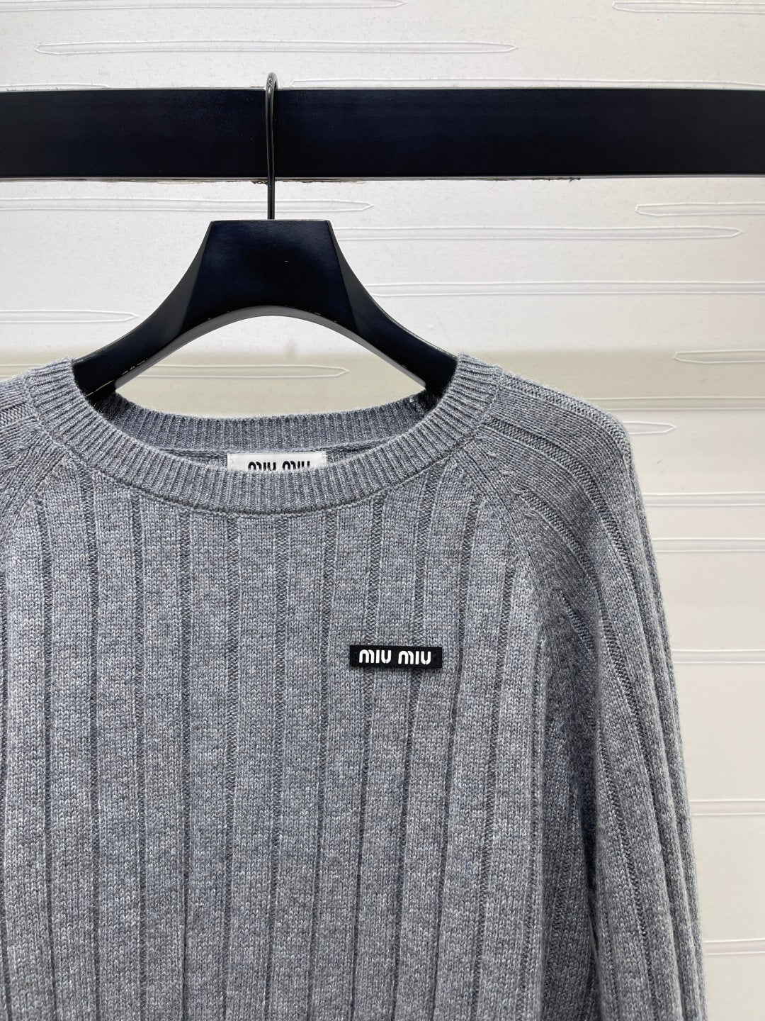 Miu Miu 26s Sweater Grey Ribbed Knit 446551