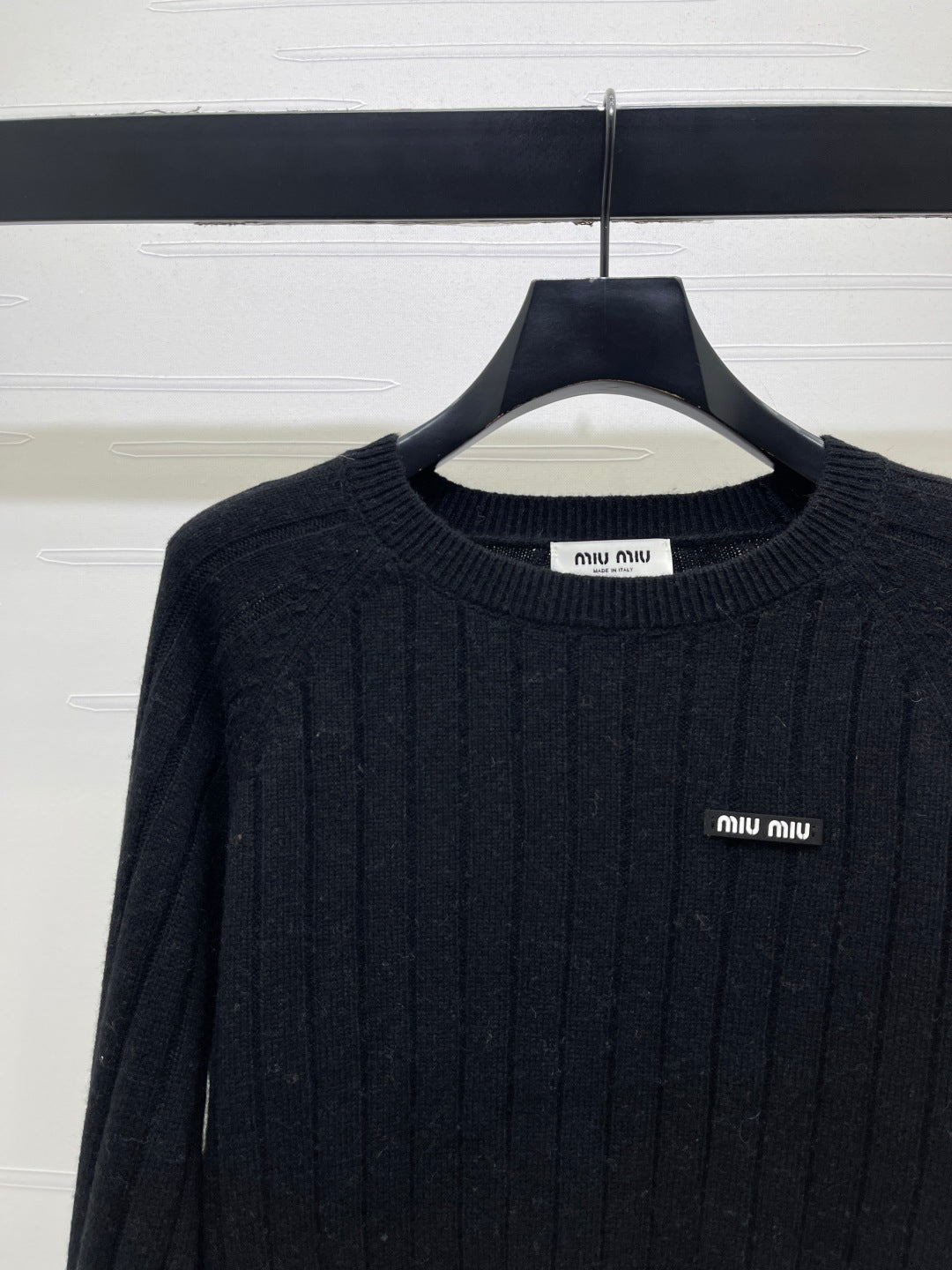 Miu Miu 26s Sweater Black Ribbed Knit 446549