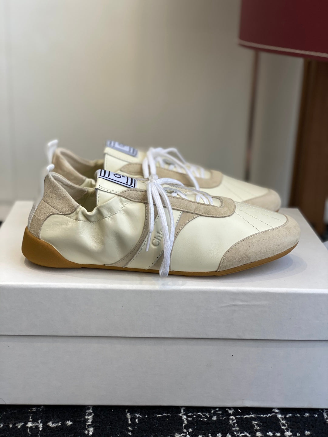 Chloé Kick Sneakers Cream  Suede Lambskin 862647