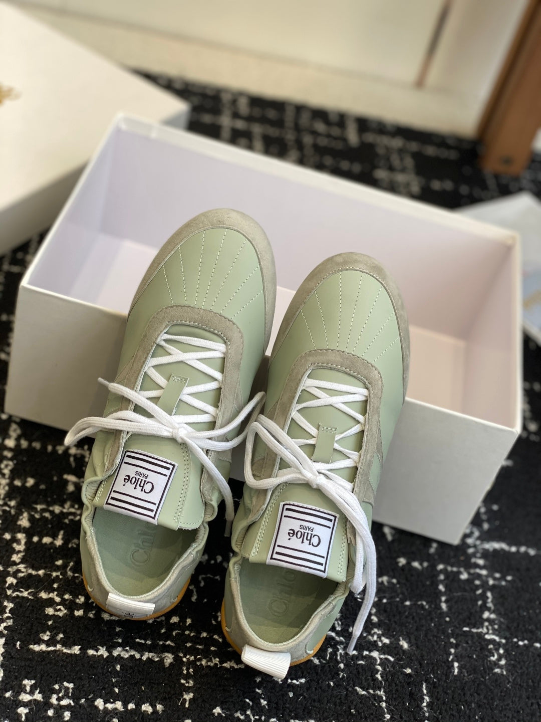 Chloé Kick Sneakers Olive Suede Lambskin 862648